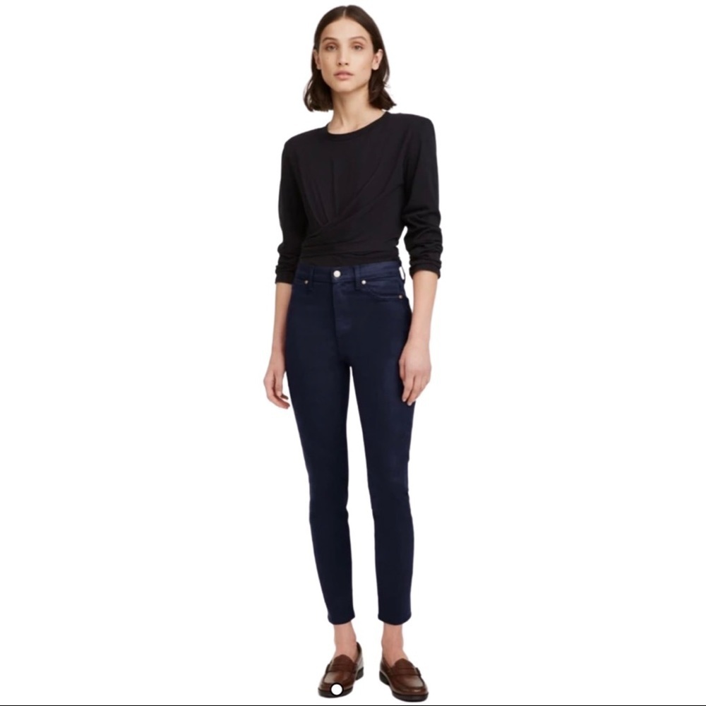 NWT 7 For All Mankind High Waist Ankle Skinny In Coated Ink